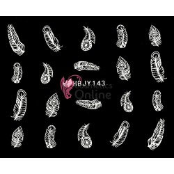 Stickere 3D pentru unghii cod HBJY143 - Pene Albe